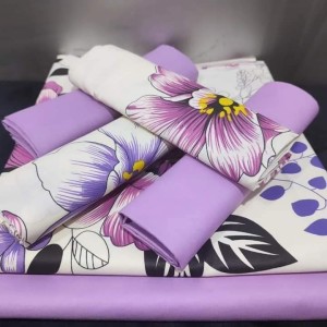 Purple printed bed sheet and pillow sheets, it's two single bed sheet and it's pillow with a double bed sheet with two pillow sheets