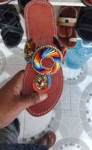 Masaai sandals, brown with beautiful colors and designs available at all sizes