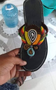 Masaai sandals, black with beautiful colors and designs available at all sizes