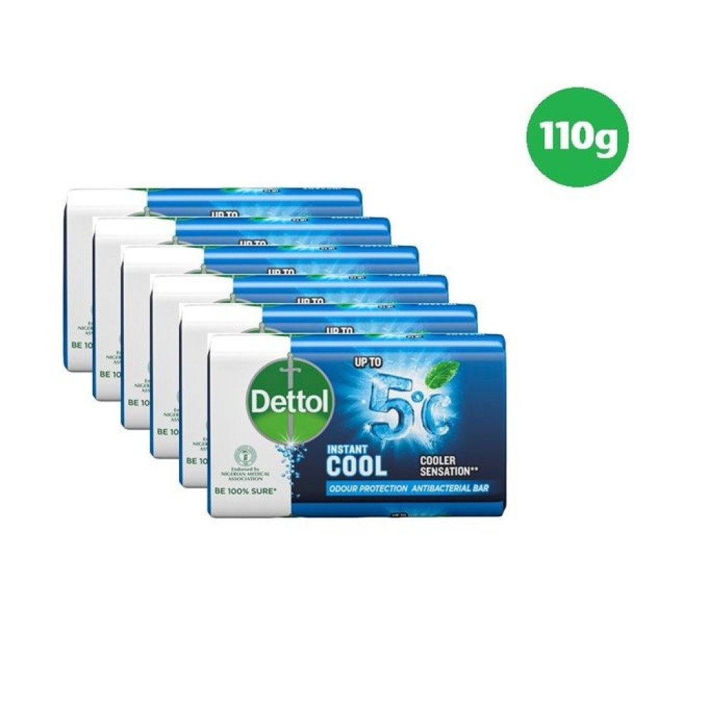 Dettol Antibacterial Bathing Soap - Instant Cool 110g - Pack of 6