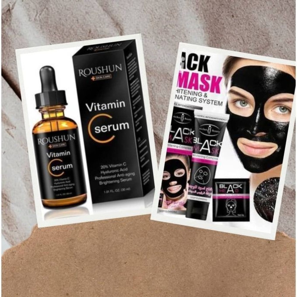 Aichun Beauty Black Facial Mask + Vitamin C Serum