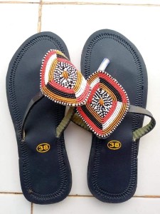 Masaai sandals, black with beautiful colors and designs available at all sizes