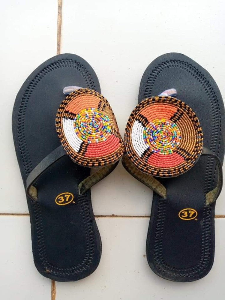 Masaai sandals, black with beautiful colors and designs available at all sizes