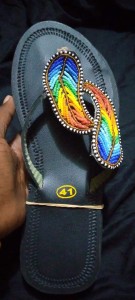 Masaai sandals, black with beautiful colors and designs available at all sizes