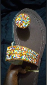 Masaai sandals, brown with beautiful colors and designs available at all sizes