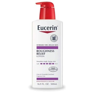 Eucerin relief body lotion for extremely dry, rough skin. contains urea and ceramide enriched fragrance free.