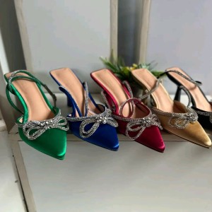 Stilettos high heels with different colors green black and silver