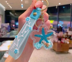 Light blue keyholder with girly designed.