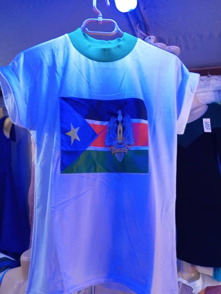 White South Sudan flag T-shirt.