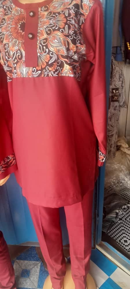 African Women Suit Traditional Wedding Summer O-neck Patchwork Shirt Pants Causal Bazin Riche Attire Dashiki Wear A2316085