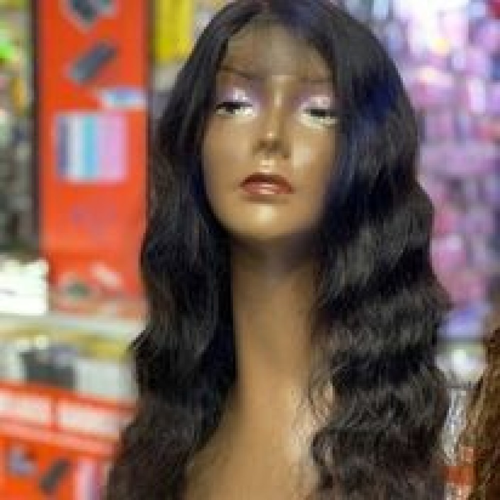 Black body wave lace front human hair wig. 28 inches.