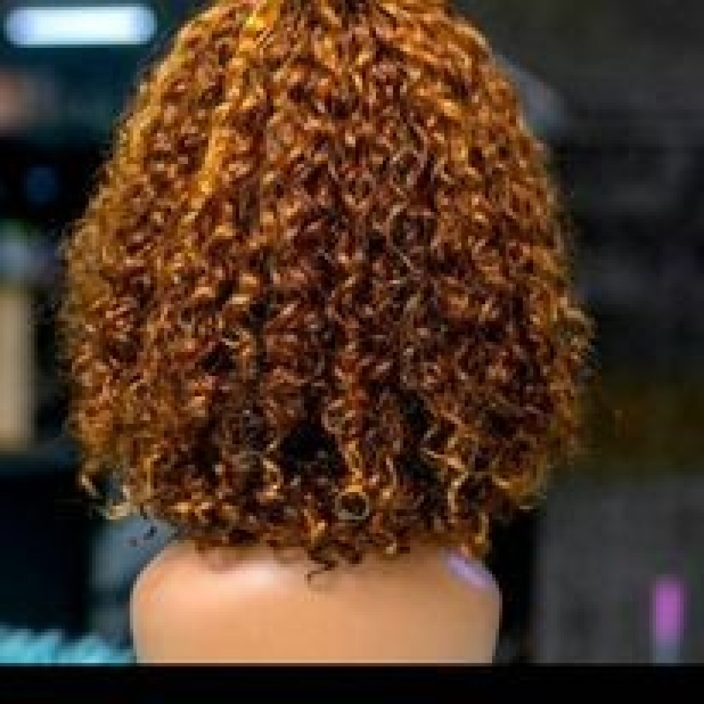 Orange 4c Curly wig 10 inches.