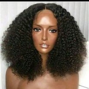 Black 4c Curly wig 12 inches human hair wig.