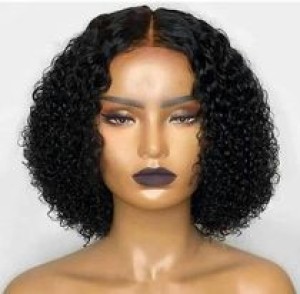 Black curly wig 8 inches.