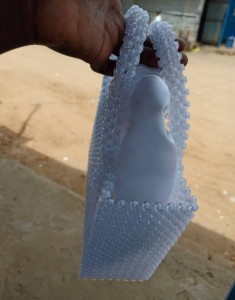 White beaded hand bag