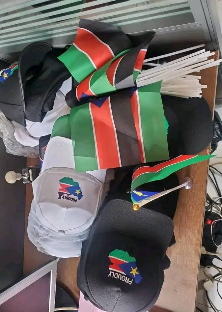 south Sudan flag and cap we have black and white