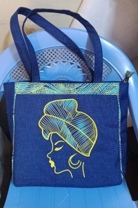 African denim hand Bag designed with a nice material