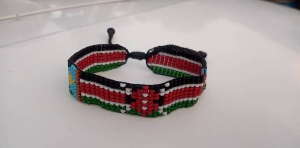 Beaded bracelets with desired name, place or anything designed with Kenyan  flag