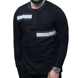 black shirt for men and its long sleave quality material from Nigeria for your order please call Gista on 0928811289