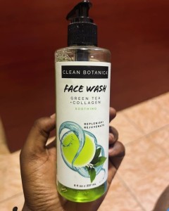 Clean botanica face wash, green tea + collagen soothing, replenish + rejuvenate