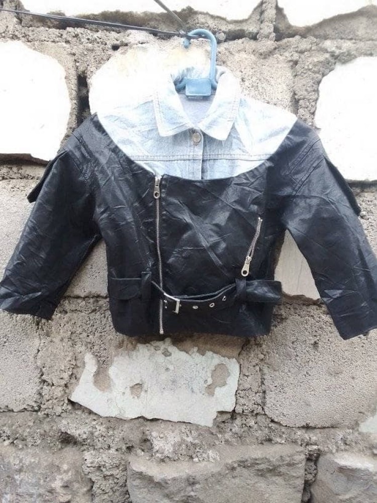 Black leather jacket for kids and